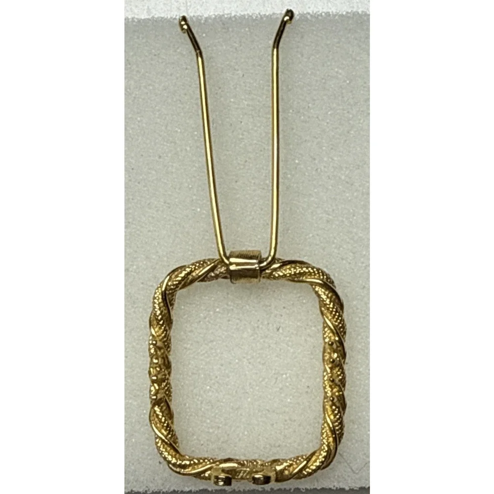 Vintage Twisted Rope Gold Tone Metal Hair Barrette Square